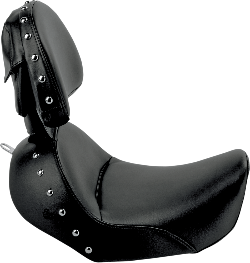 SADDLEMEN Heels Down Solo Seat - With Backrest - Studded - Black - Dyna 806-04-0031