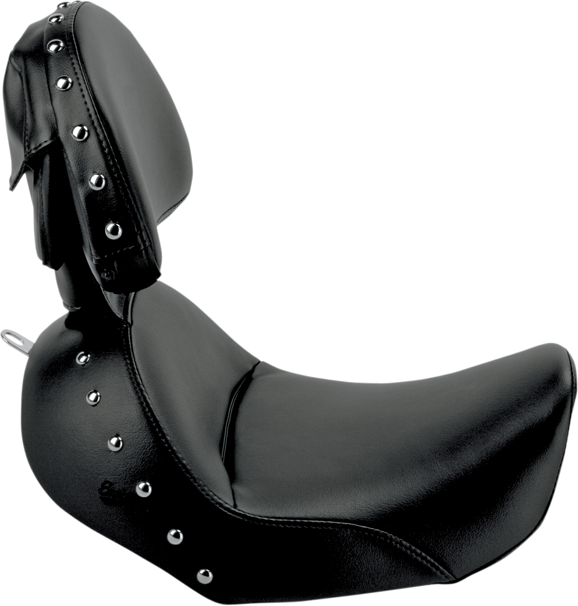 SADDLEMEN Heels Down Solo Seat - With Backrest - Studded - Black - Dyna 806-04-0031