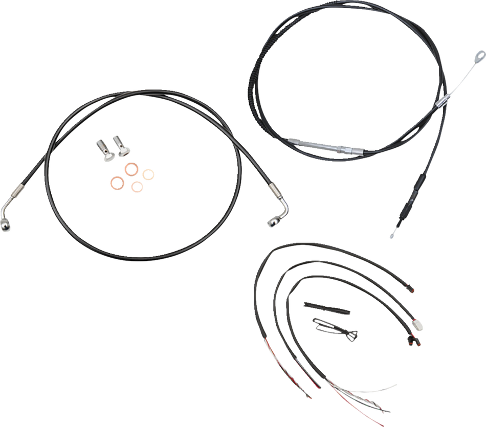 LA CHOPPERS Kit de cable de manillar/línea de freno - Conexión rápida - Completo - Manillar Ape Hanger de 12" - 14" - Negro LA-8156KT2-13B