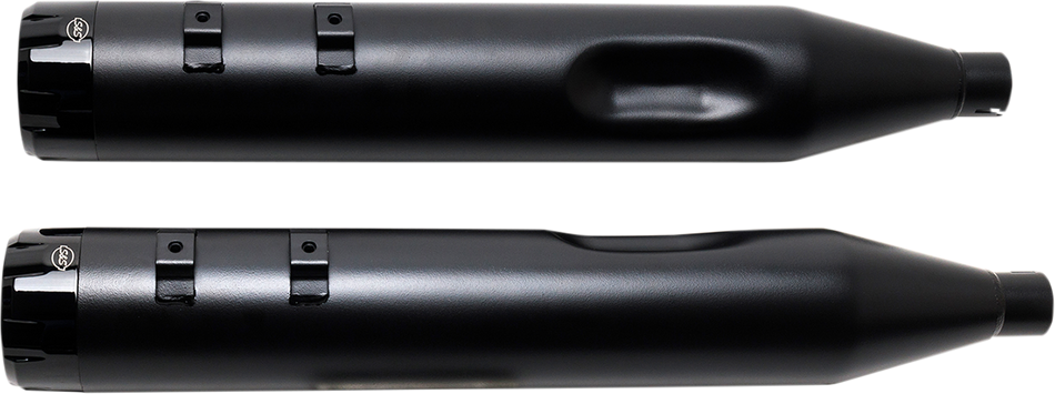 Silenciadores S&amp;S CYCLE de 4,5" - Negro con propulsor negro AHORA TIENEN TODAS LAS TAPAS NEGRAS 550-0621