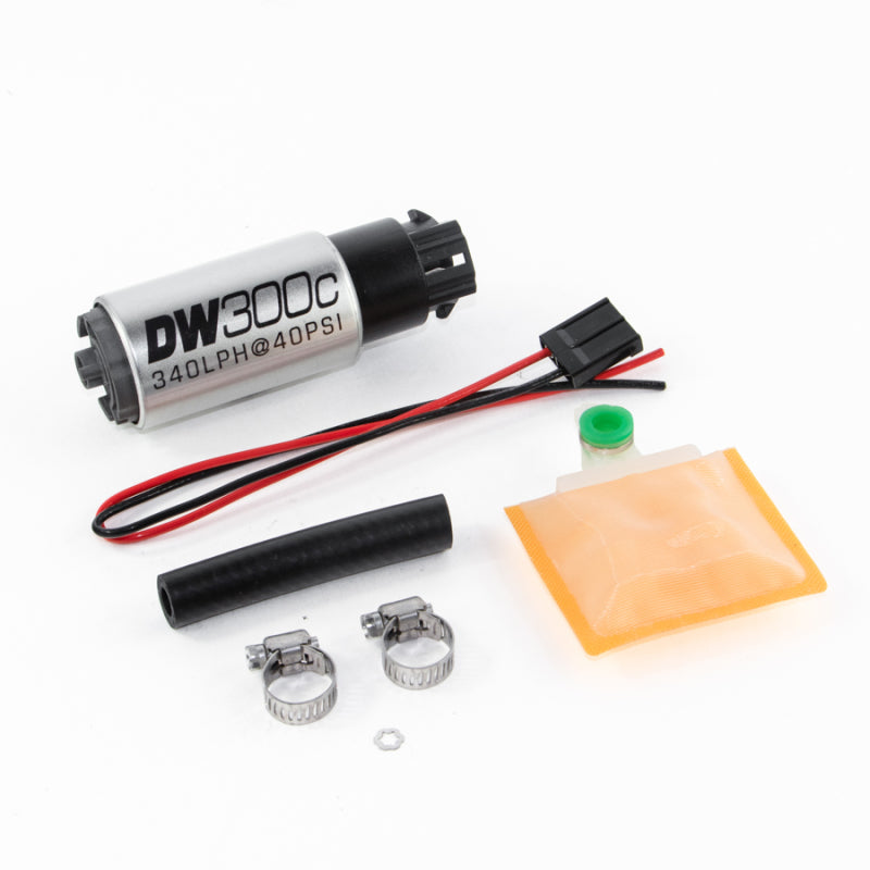 DeatschWerks 340lph DW300C Compact Fuel Pump w/ Universal Install Kit (w/ Mounting Clips) 9-309-1000