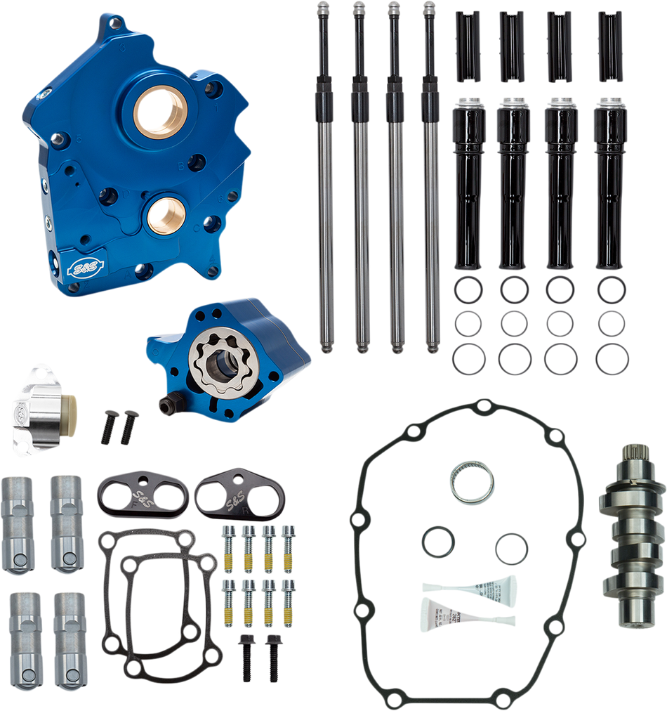 S&S CYCLE Cam Chest Kit with Plate M8 - Chain Drive - Water Cooled - 475 Cam - Black Pushrods  Road/Electra  Glide  / 310-1008B