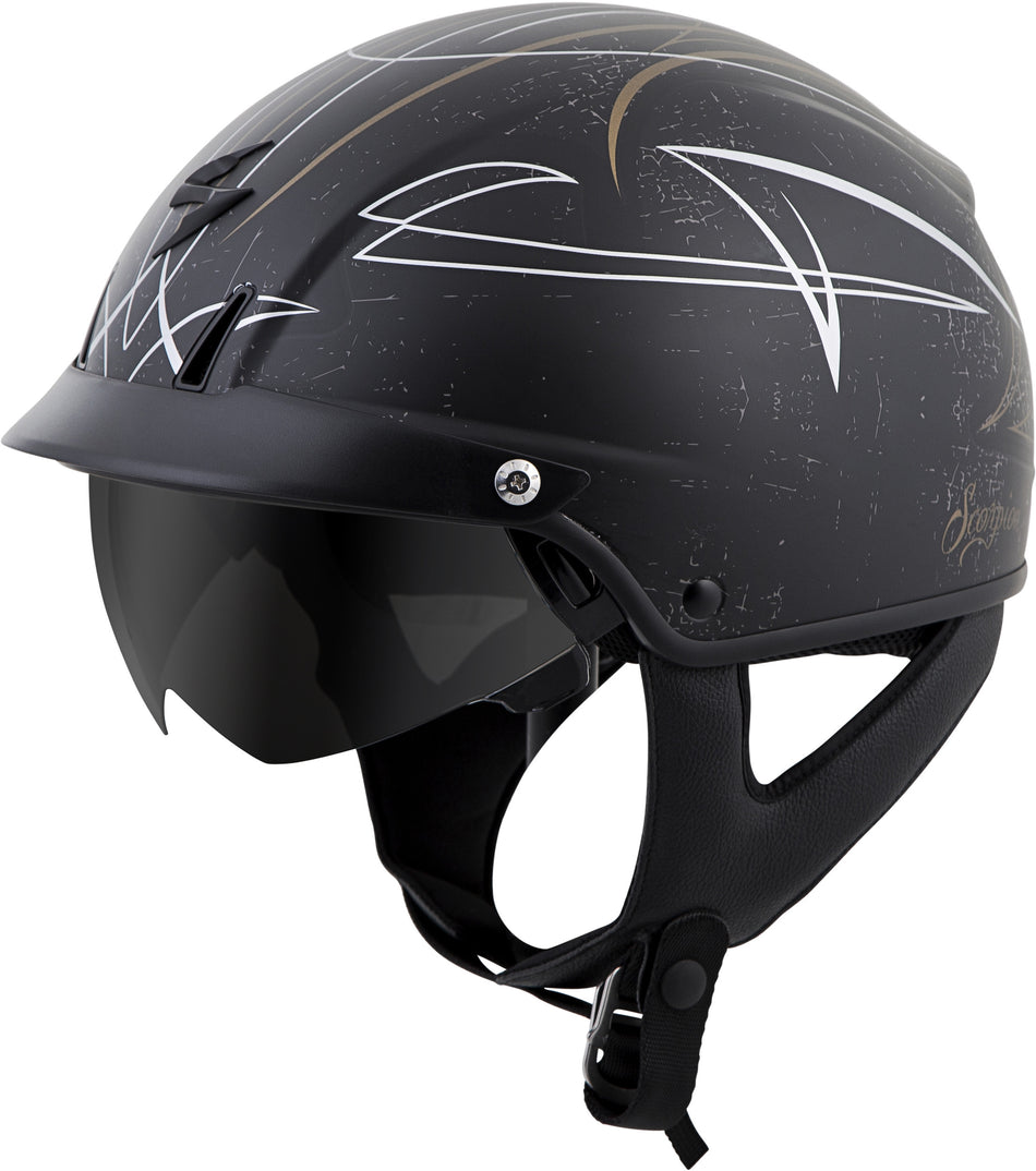 SCORPION EXO Exo-C110 Open-Face Helmet Pinstripe Black/Gold Xl C11-2416