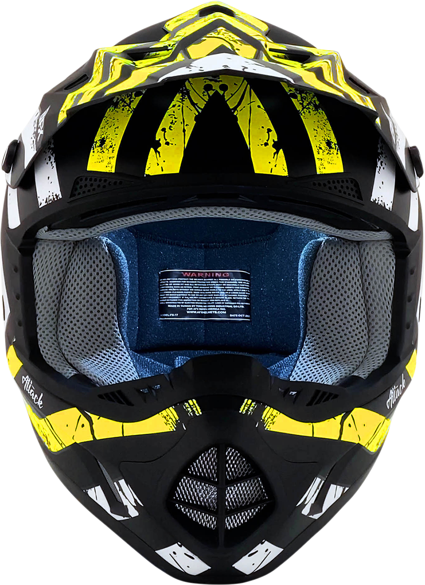 Casco AFX FX-17 - Attack - Negro mate/Amarillo de alta visibilidad - Mediano 0110-7174 