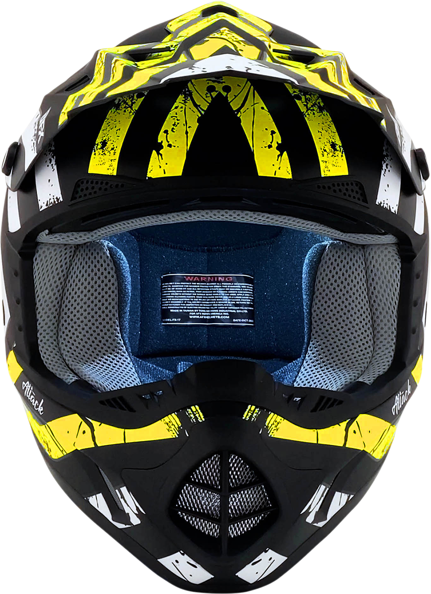 AFX FX-17 Helmet - Attack - Matte Black/Hi-Vis Yellow - Large 0110-7175