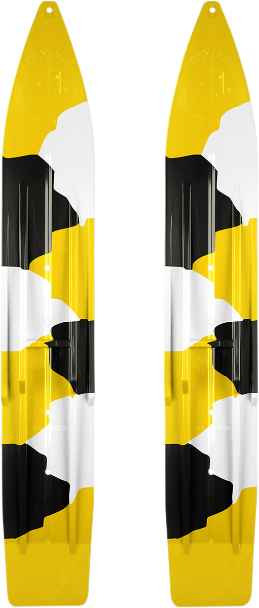 SLYDOG SKIS Powder Hound Skis - Yellow/Black/White Camo - 7" - Pair PH7URCYLWBLKWHT