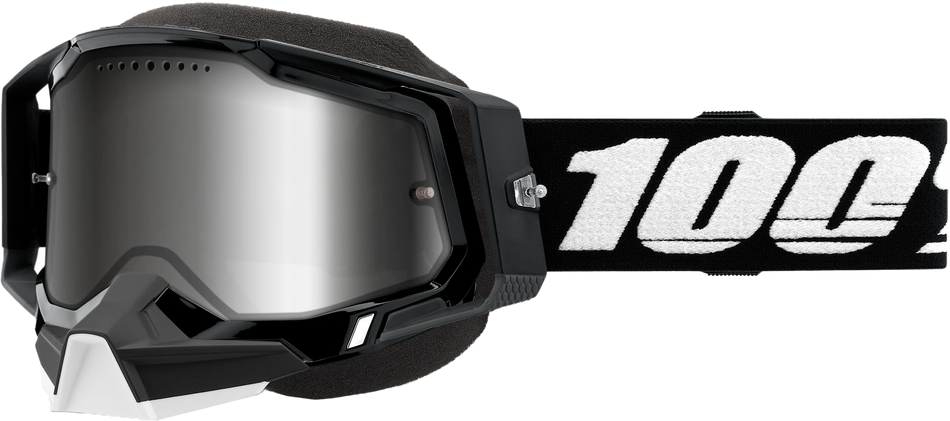 100% Racecraft 2 Snowmobile Goggle Black Mirror Silver Lens 50012-00001