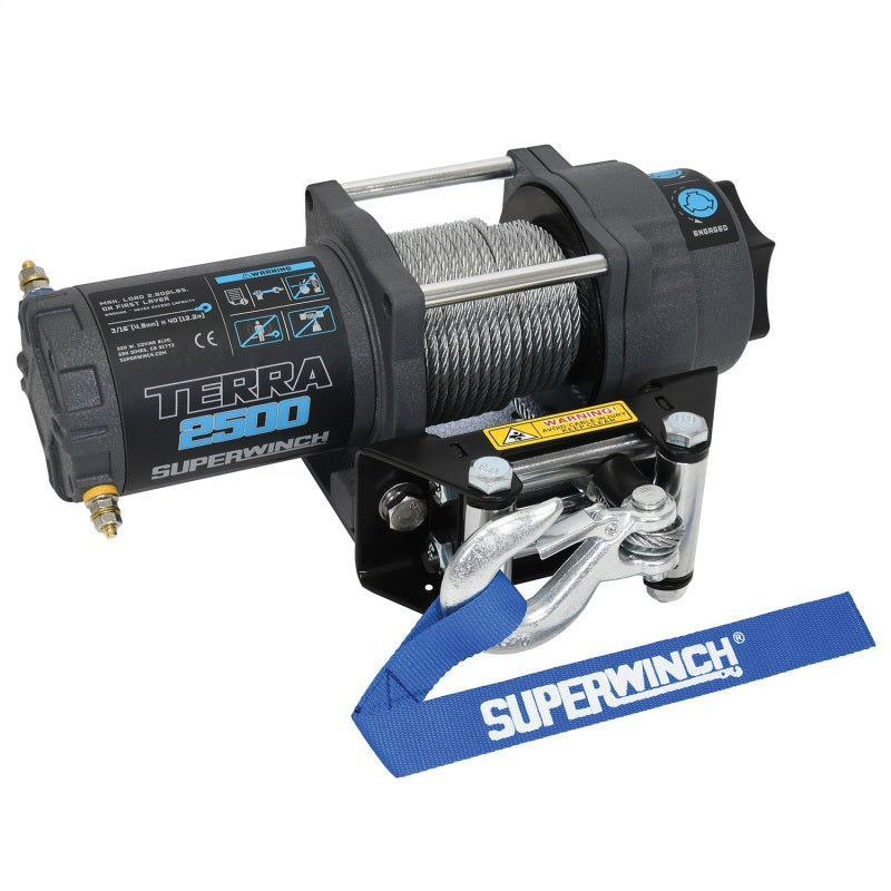 Superwinch 2500 LBS 12V DC 3/16in x 40ft Steel Rope Terra 2500 Winch - Gray Wrinkle 1125260