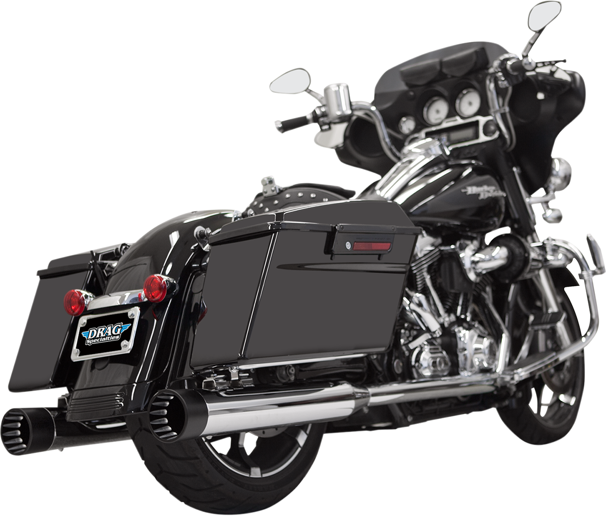 BASSANI XHAUST DNT Straight Can Mufflers for '95-'16 FL - Chrome/Black 1F7DNT5