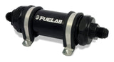 Fuelab 828 In-Line Fuel Filter Long -8AN In/Out 6 Micron Fiberglass - Black 82832-1