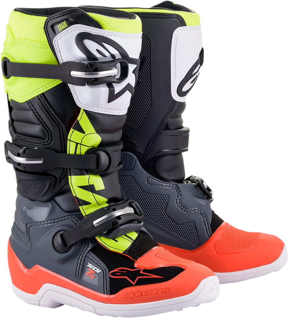 ALPINESTARS Youth Tech 7S Boots - Black/Gray/Red/White/Yellow - US 5 2015017-9058-5