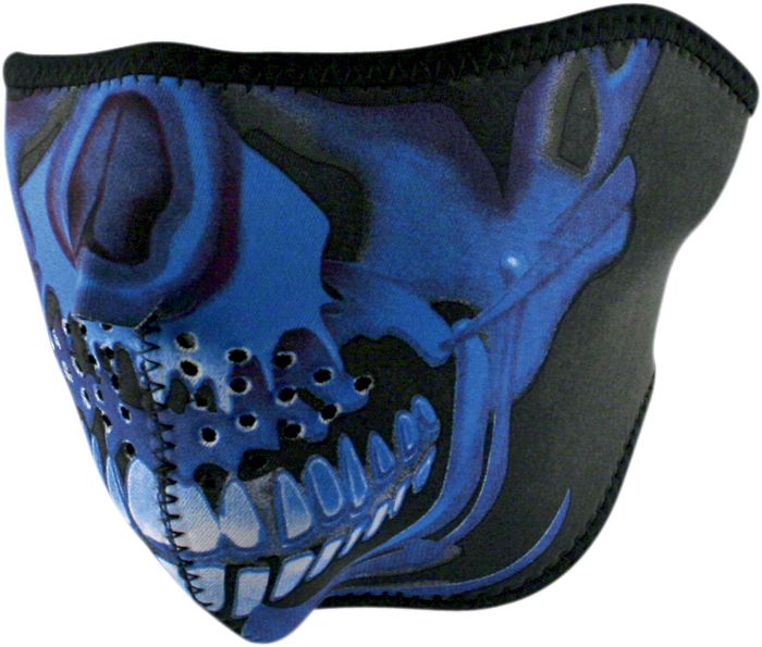 ZAN HEADGEAR Half Mask - Blue Chrome Skull WNFM024H
