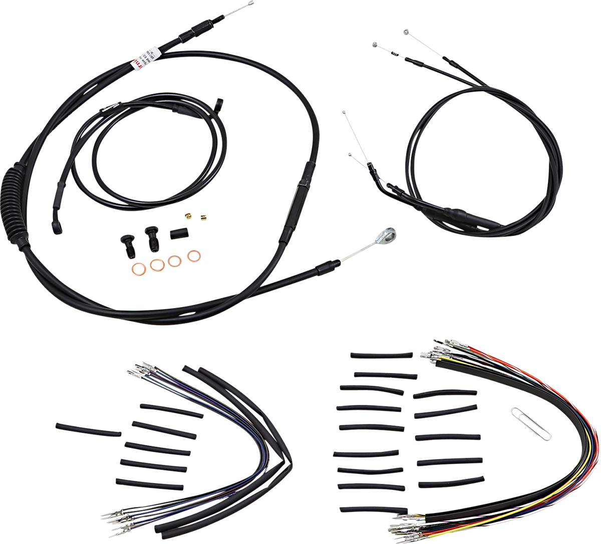 BURLY BRAND Cable Kit - Jail Bar - 14" Handlebars - Black Vinyl B30-1148