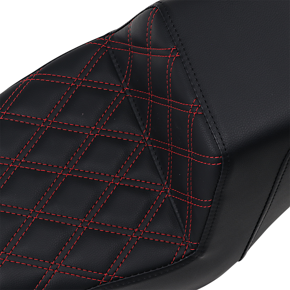 SADDLEMEN Step-Up Seat - Front Lattice Stitch/With Red Stitching - Black - XL 807-11-172RD