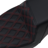 SADDLEMEN Step-Up Seat - Front Lattice Stitch/With Red Stitching - Black - XL 807-11-172RD