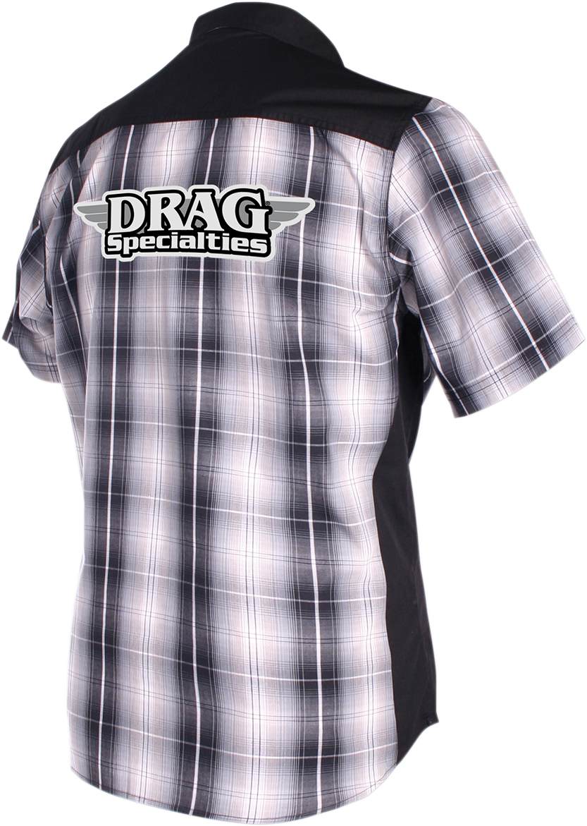 THROTTLE THREADS Drag Specialties Flannel Shirt - Black/White - 4XL DRG28S97GYB4R