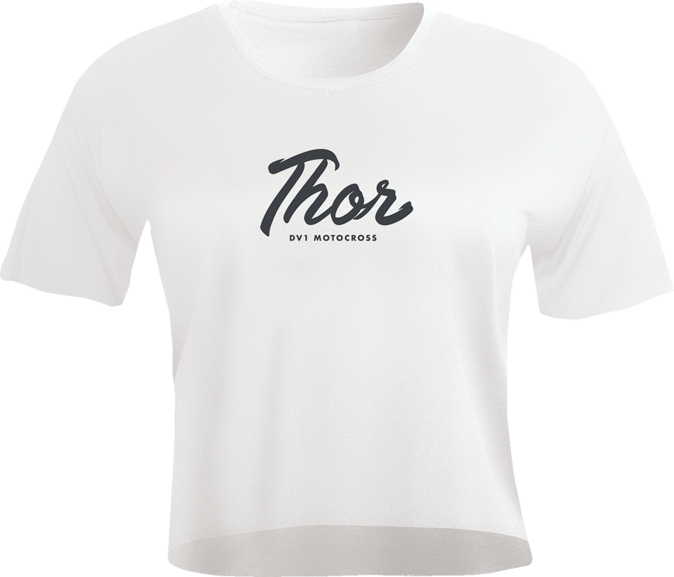 THOR Women's Script Crop T-Shirt - White - Small 3031-4098