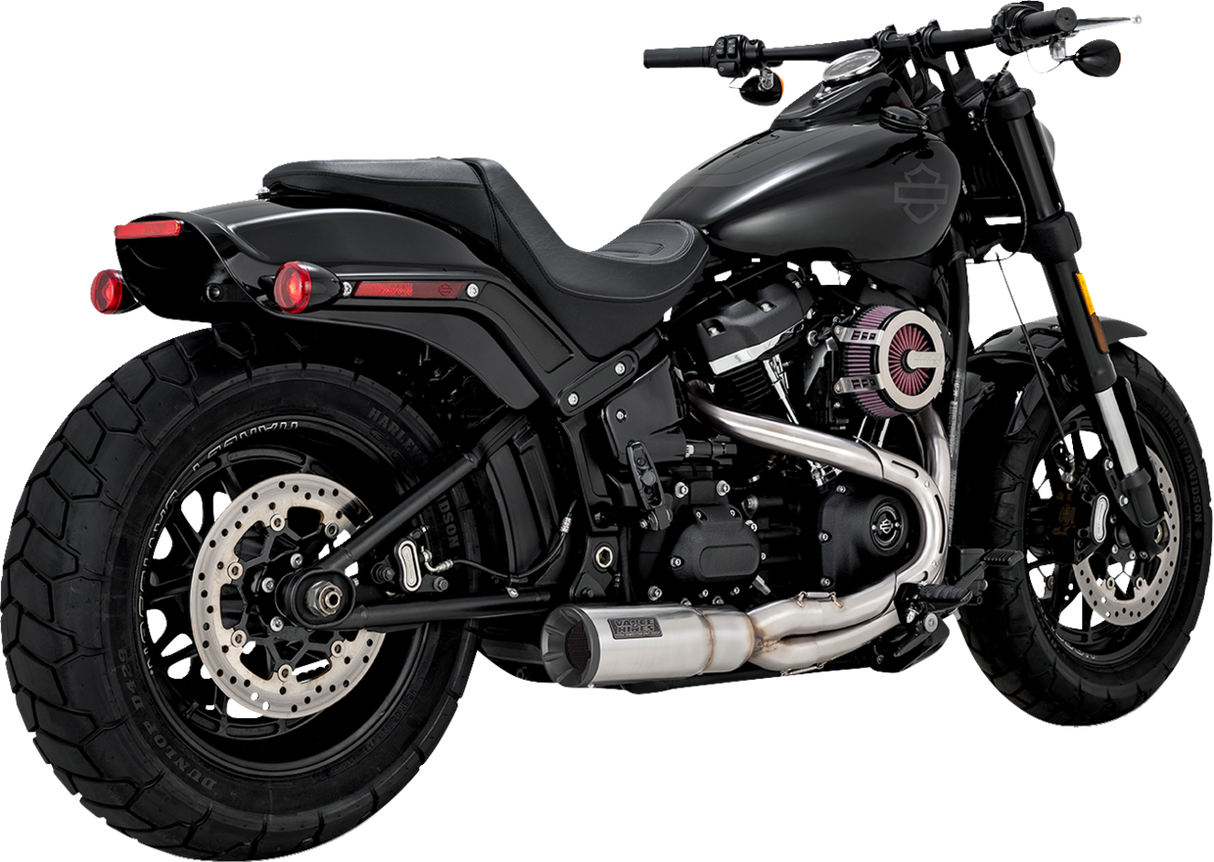 VANCE & HINES 2-into-1 Hi-Output Short Exhaust System - Stainless Steel - Brushed Softail 2018-2024  27331