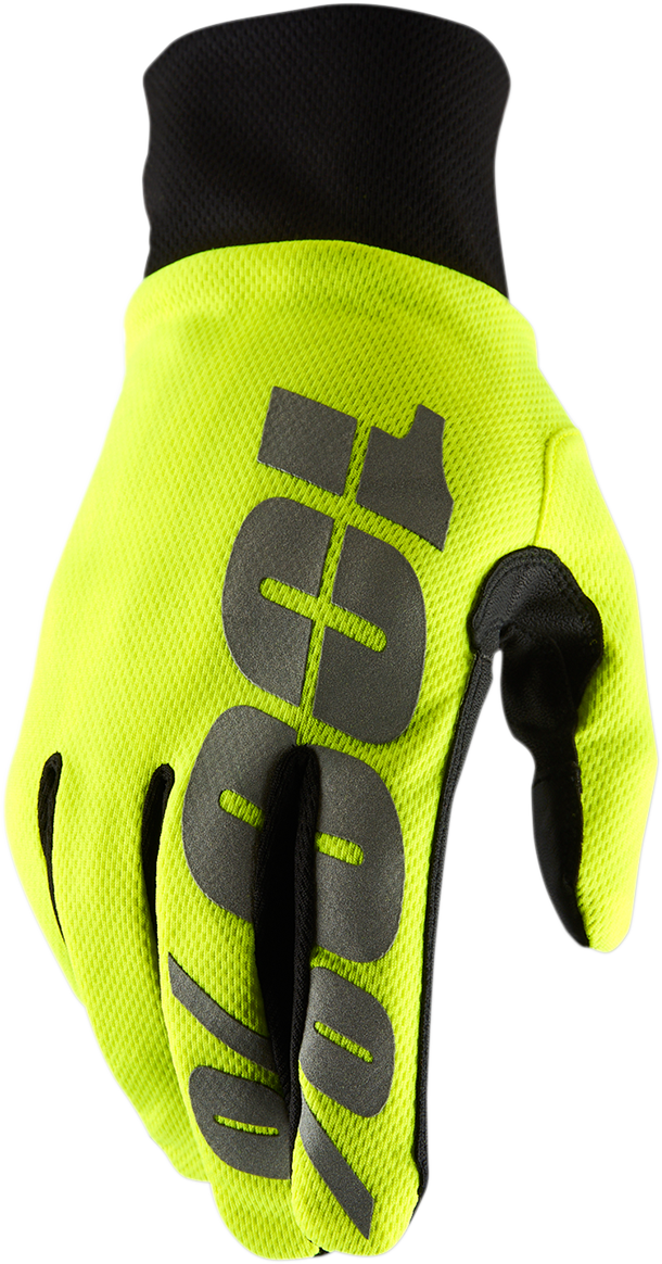 100% Hydromatic Waterproof Gloves - Fluo Yellow - Large 10017-00007