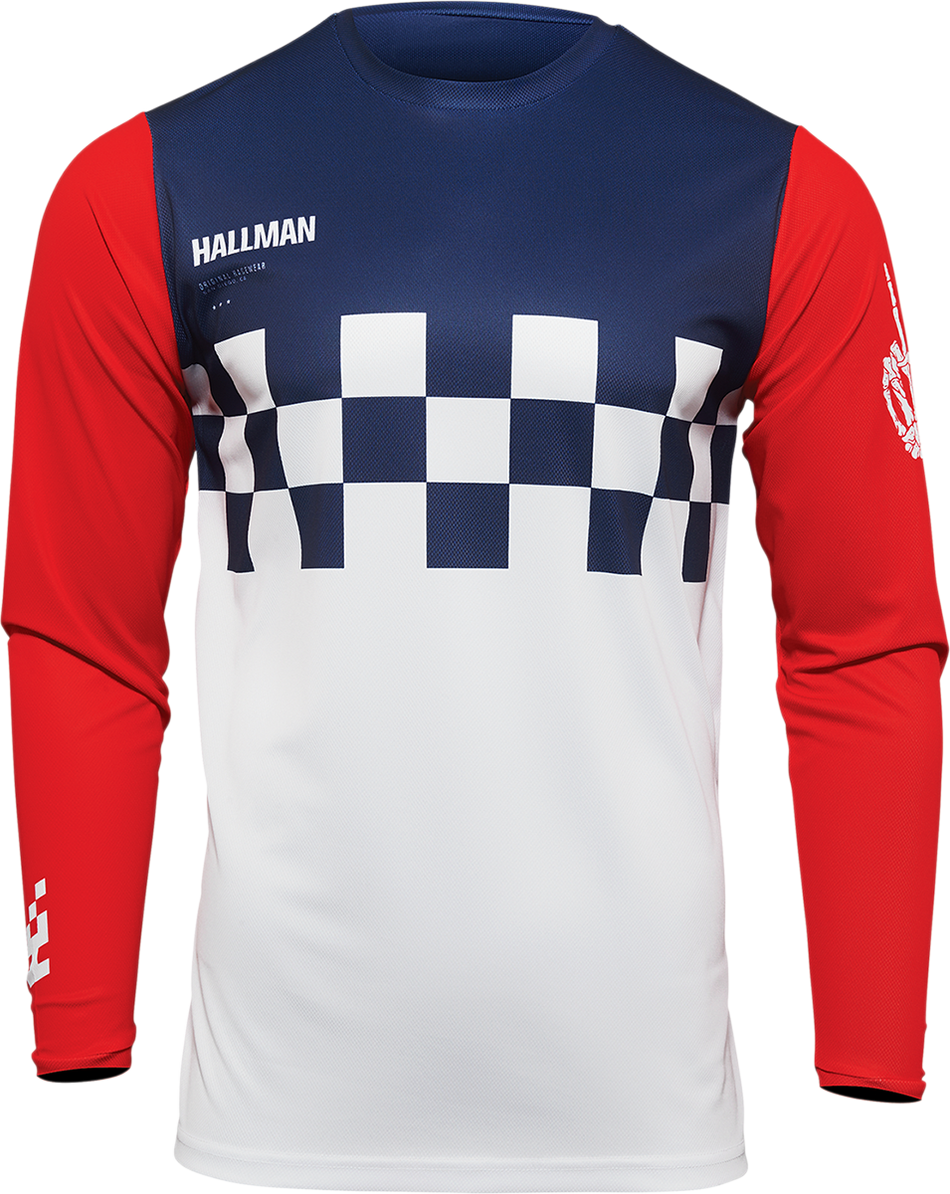 THOR Hallman Differ Cheq Jersey - White/Red/Blue - Large 2910-6579