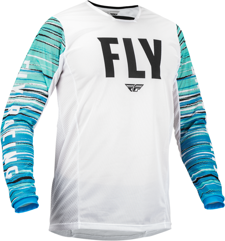 FLY RACING Kinetic Mesh Jersey White/Blue/Mint Lg 376-317L