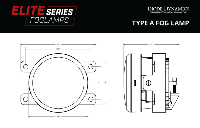 Diode Dynamics Elite Series Type A Fog Lamps - Yellow (Pair) DD5129P