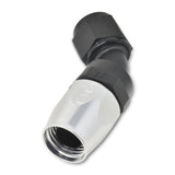 Russell Performance -6 AN Black/Silver 45 Degree Full Flow Hose End 610093