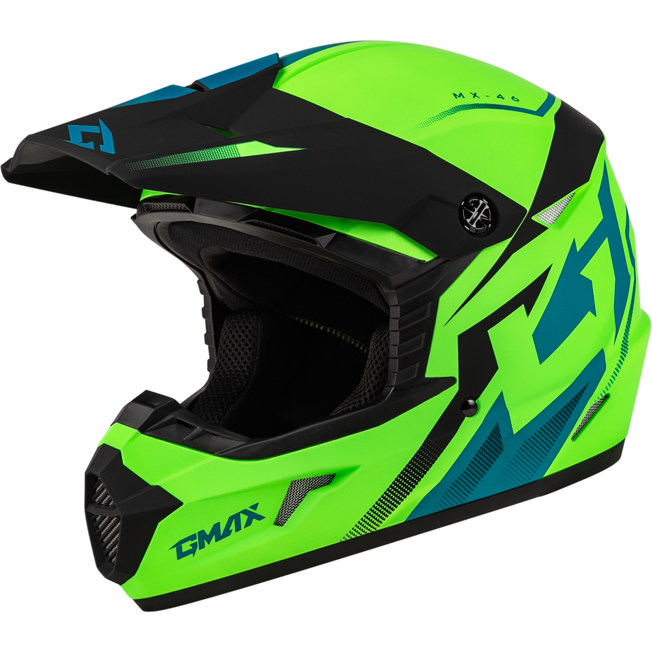 GMAX Mx-46 Compound Helmet Matte Hi-Vis Green/Blk/Blue Ym D3464411
