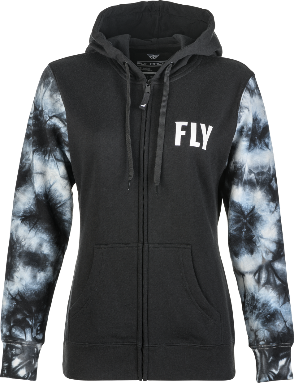 FLY RACING Women's Fly Tie-Dye Zip Up Hoodie Black/Grey Lg 358-0070L