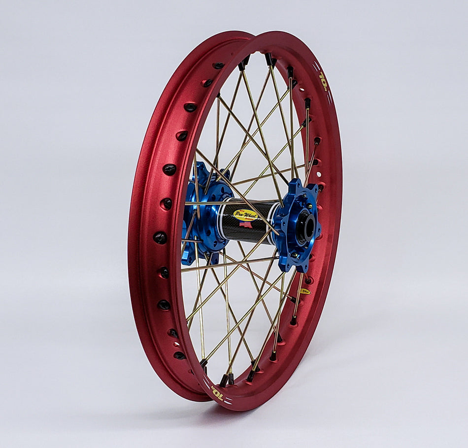 PRO-WHEEL Wheel Rear 1.85x19 Red Hub Red Rim/Gld Spoke/Blk Nipple 24-1107742
