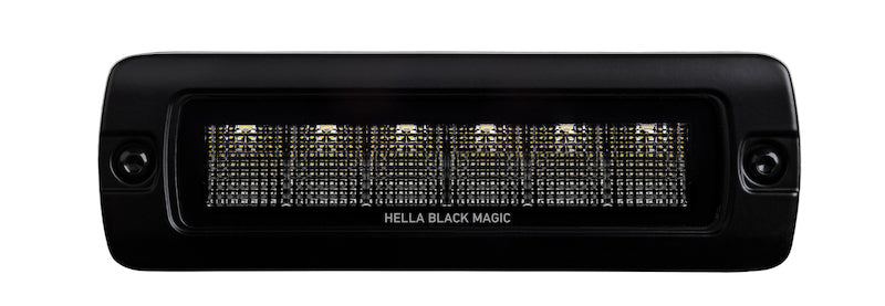 Hella Universal Black Magic 6 L.E.D. Flush Mount Mini Light Bar - Flood Beam LA358176221