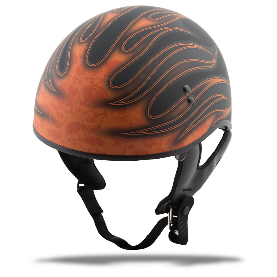 GMAX Gm-65 Half Helmet Flame Matte Black/Orange Md G1657255
