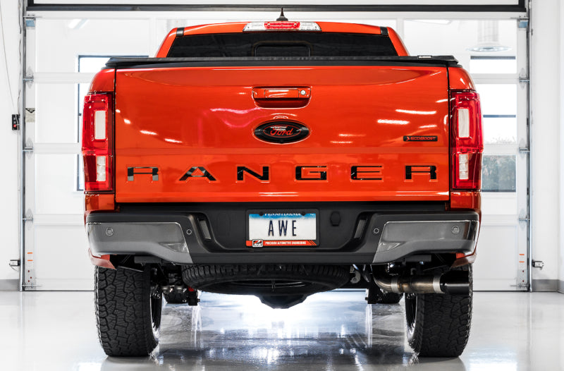 AWE Tuning 2019+ Ford Ranger 0FG Performance Exhaust System w/Diamond Black Tips & Rock Guard 3015-23064