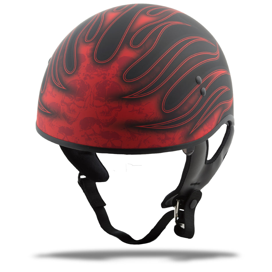 GMAX Gm-65 Half Helmet Flame Matte Black/Red Xl G1657207
