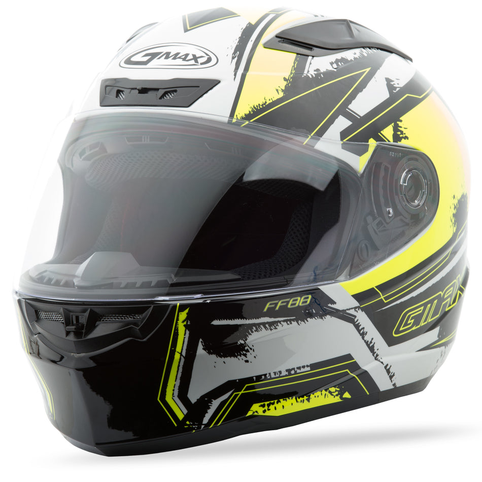 GMAX Ff-88 Full-Face X-Star Helmet White/Hi-Vis Yellow Xs G1881683 TC-24