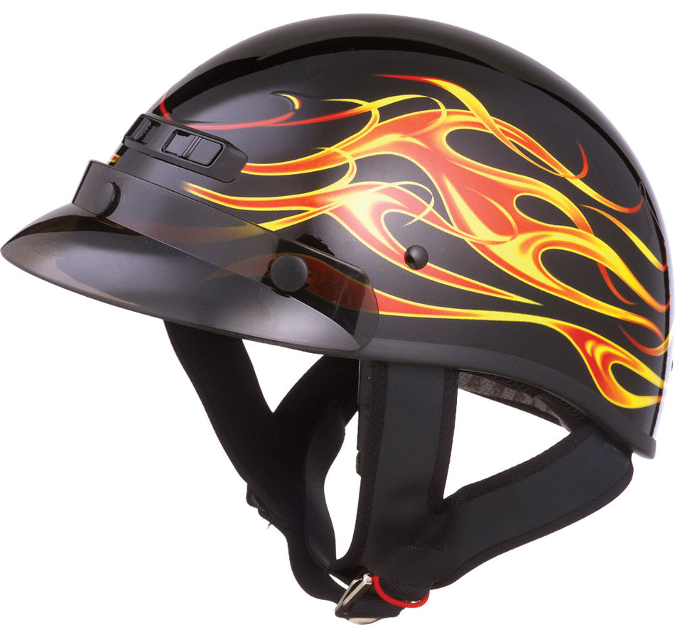 GMAX Gm-35 Half Helmet - Half Dressed Red Flame Xs 1135343
