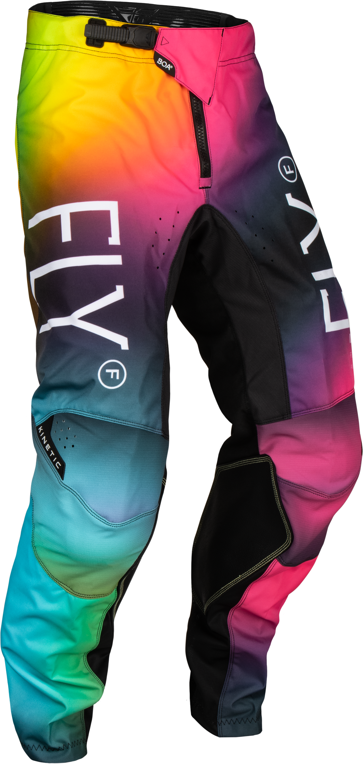 FLY RACING Youth Kinetic Prodigy Pants Fuschia/Elec Blue/Hi-Vis Sz 26 377-53726