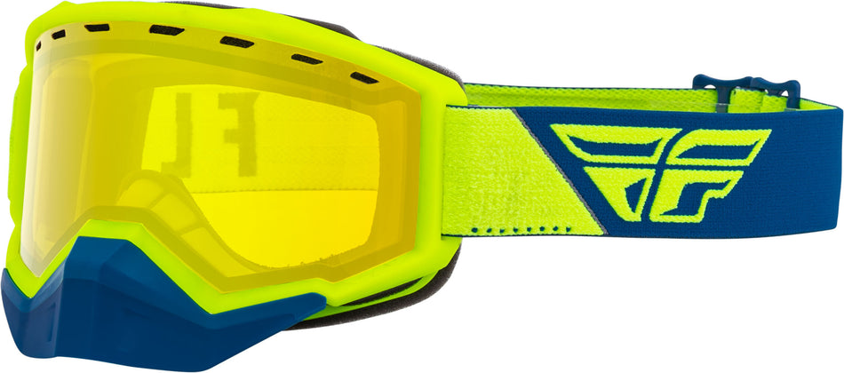 FLY RACING Focus Snow Goggle Hi-Vis/Blue W/ Yellow Lens FLB-046
