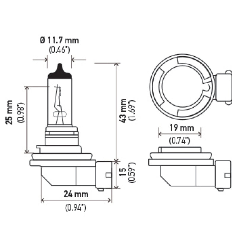 Hella H11 12V 55W Xenon White XB Bulb (Pair) LAH71071262