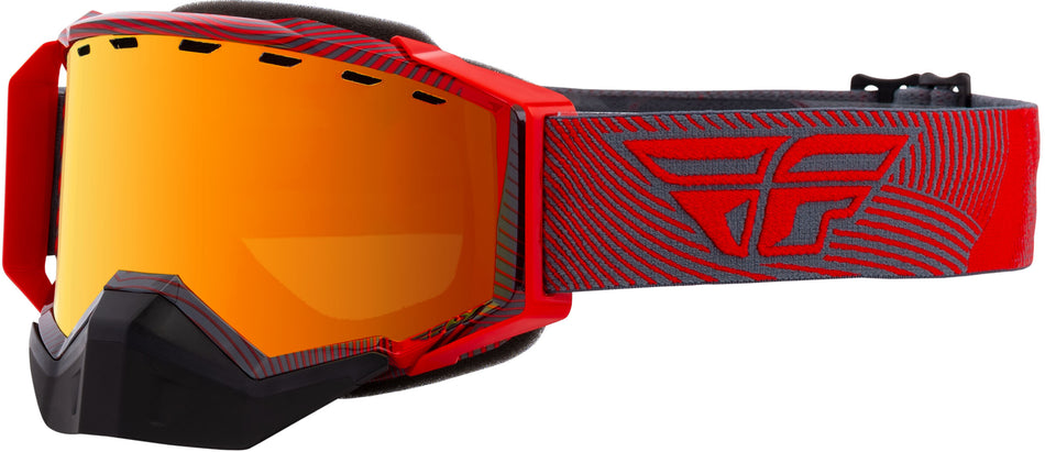 FLY RACING Zone Snow Goggle Red/Grey W/Orange Mirror/Smoke Lens FLB-055