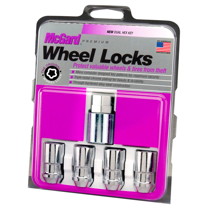 McGard Wheel Lock Nut Set - 4pk. (Cone Seat) 1/2-20 / 3/4 & 13/16 Dual Hex / 1.66in. Length - Chrome 24198