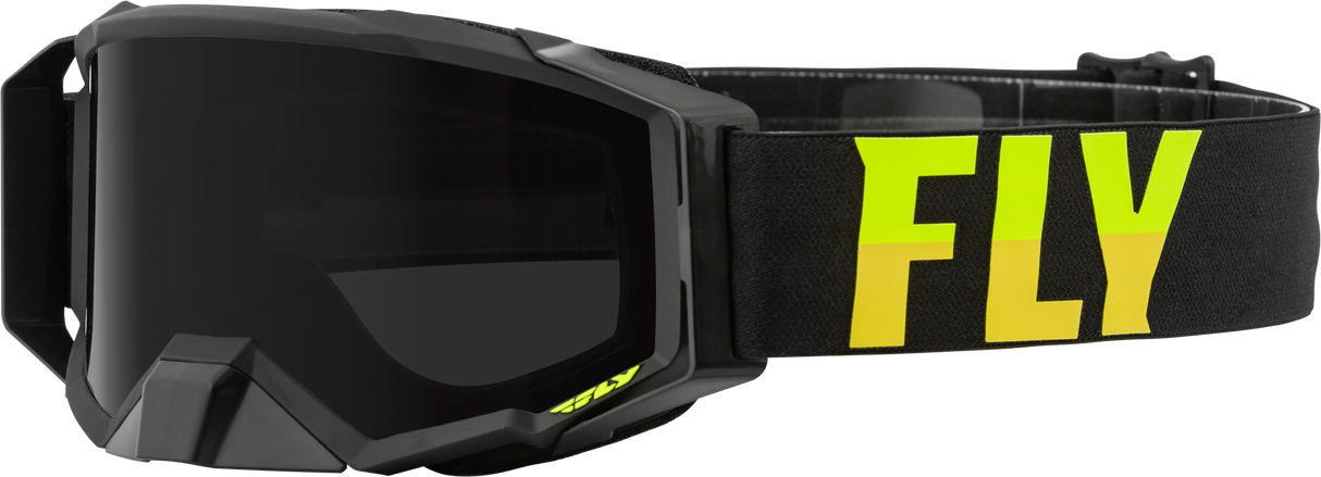 FLY RACING Zone Pro W/C Schutzbrille Schwarz/Hi-Vis mit dunkel getönter Polar Hydro-Linse 37-51871