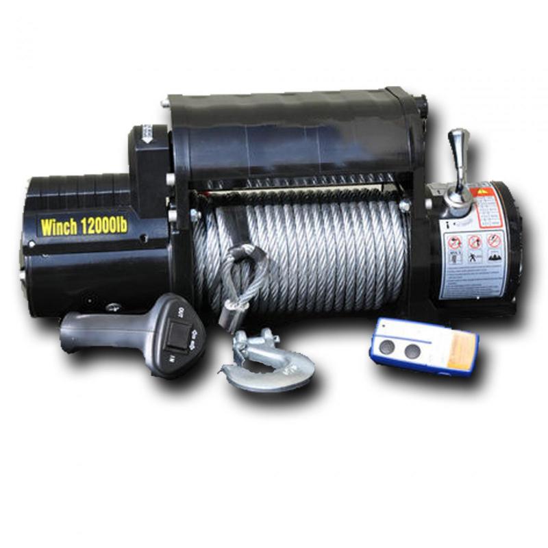 DV8 Offroad 12000 LB Winch w/ Steel Cable & Wireless Remote - Black WB12SC