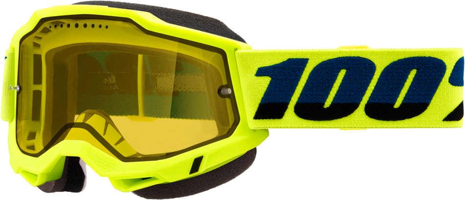 100% Accuri 2 Snowmobile Goggle Fluo Yellow Yellow Lens 50021-00003