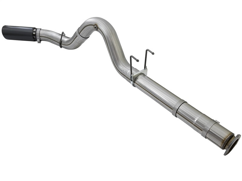 aFe Large Bore-HD 5in DPF Back 409 SS Exhaust System w/Black Tip 2017 Ford Diesel Trucks V8 6.7L(td) 49-43090-B