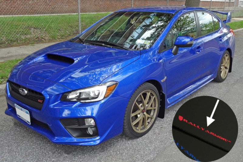 Rally Armor 15-21 Subaru WRX/STI (Sedan ONLY) Blue UR Mud Flap w/ White Logo MF32-UR-BL/WH