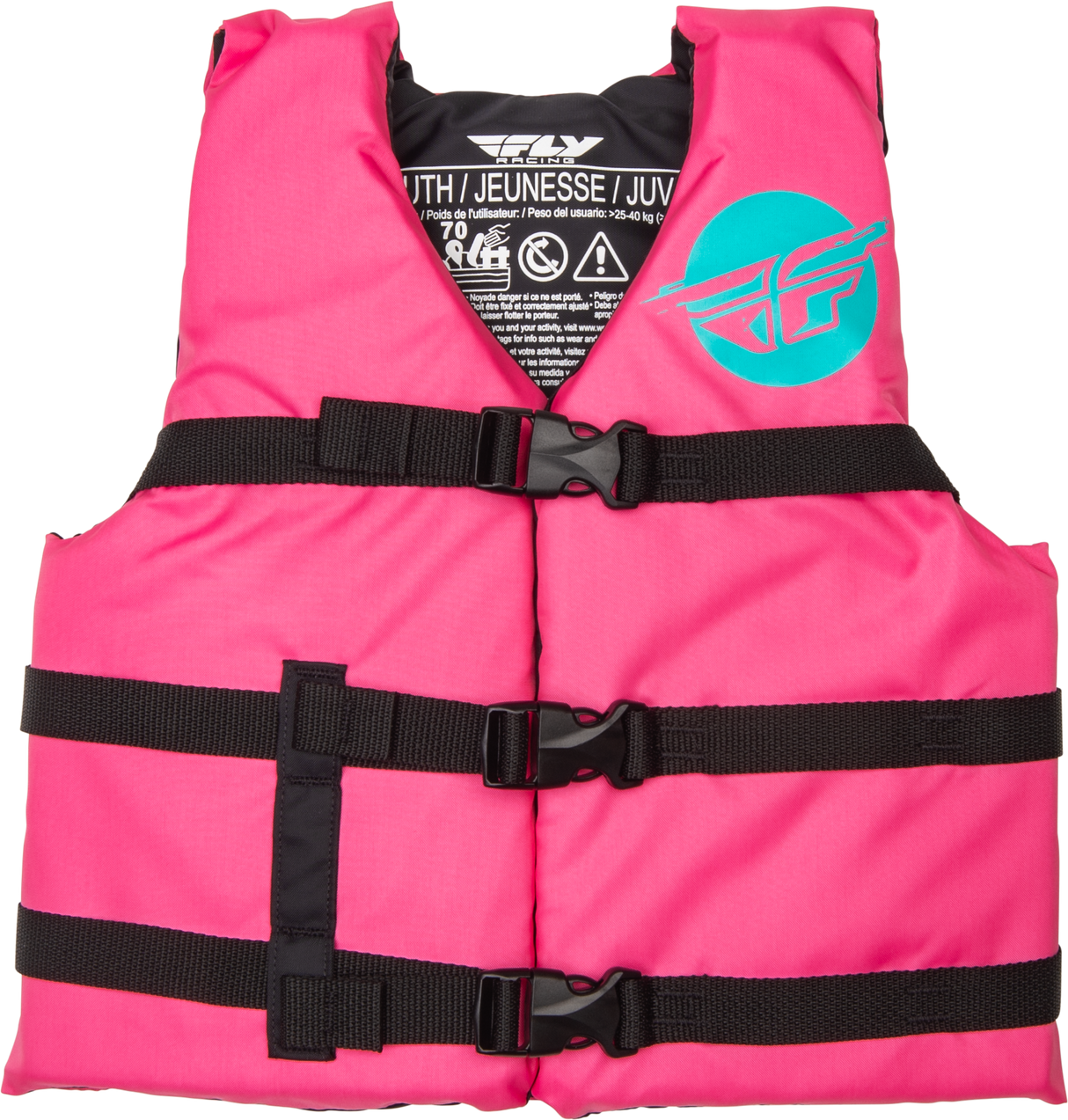 FLY RACING Youth Flotation Vest Neon Pink/Teal 221-30330