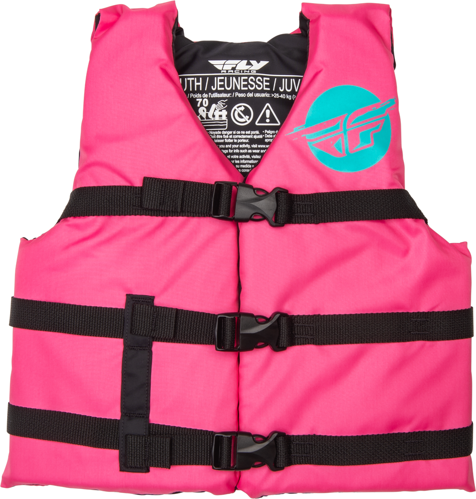 FLY RACING Youth Flotation Vest Neon Pink/Teal 221-30330