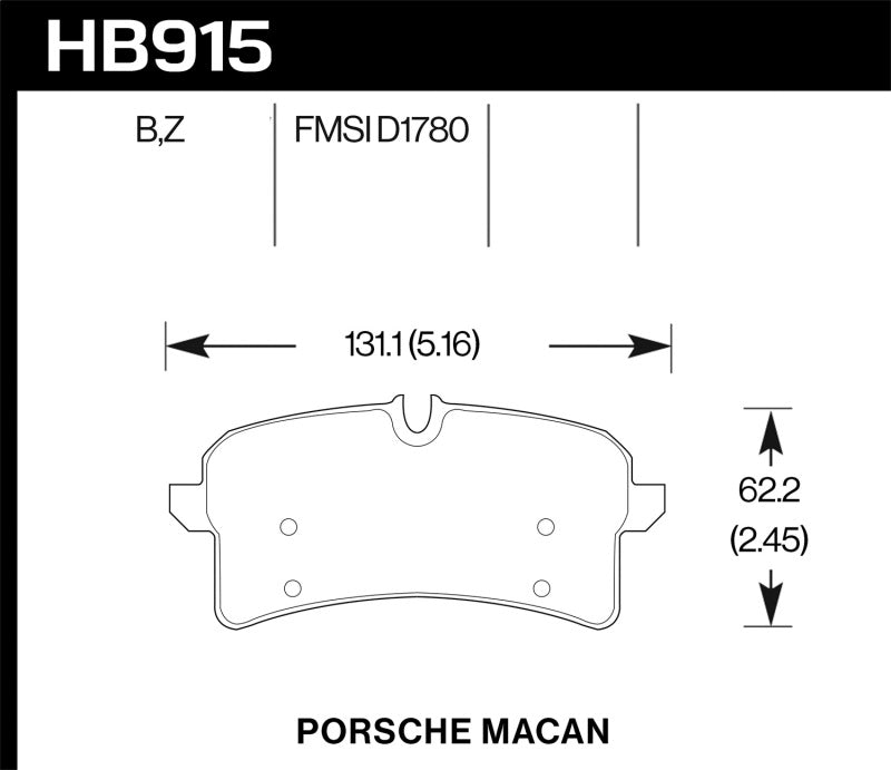 Hawk 16-18 Porsche Macan HPS 5.0 Street Rear Brake Pads KHB915B.664