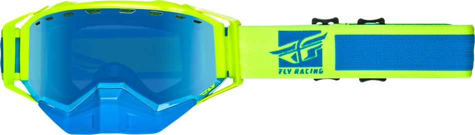 FLY RACING Zone Snow Goggle Hi-Vis Yellow /Blue W/Sky Blue/Blue Lens FLB-005